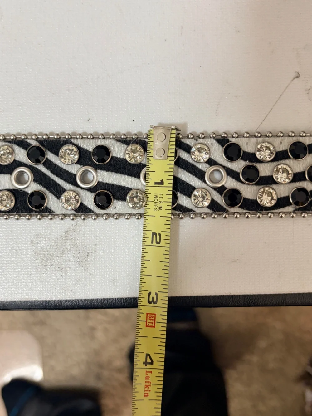 Cow hair Animal Print Rhinestone Western Belt - Black & White